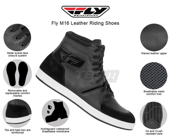 Fly M16 Leather Riding Shoes - Infographics