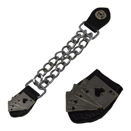 Vance Leather Biker Motorcycle Vest Extenders - Aces and eights