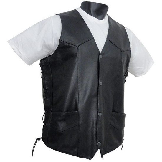 Vance MV103 Tall Size Men's Concealed Carry Lace Side Biker Motorcycle Leather Vest