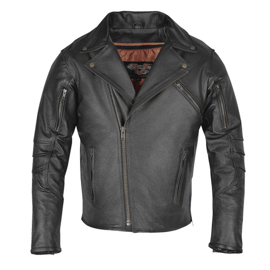 High Mileage HMM517L Men's Dual Conceal Carry Premium Lightweight Goatskin Leather Motorcycle Biker Jacket