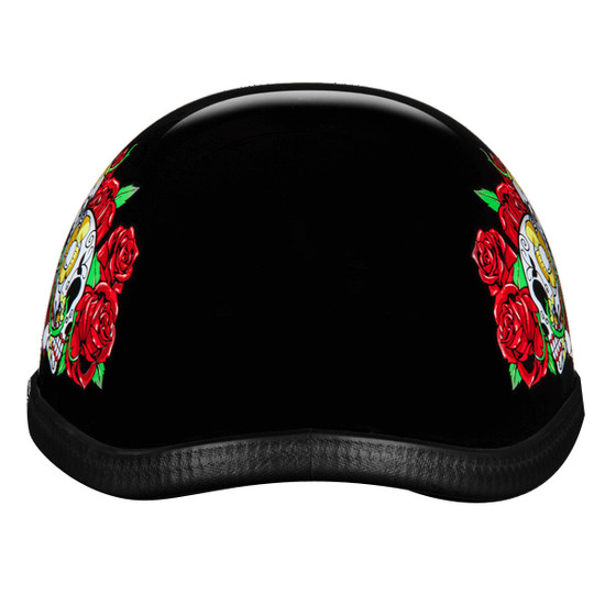 Daytona Novelty Eagle With Rose Skulls Half Helmet - Back View