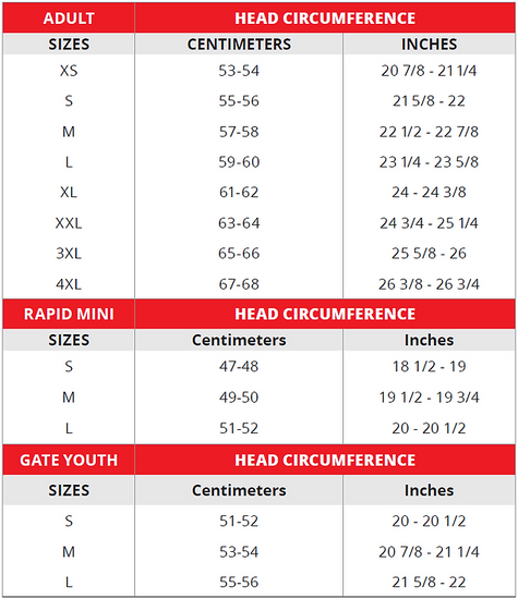 LS2 Blaze Helmet - size chart