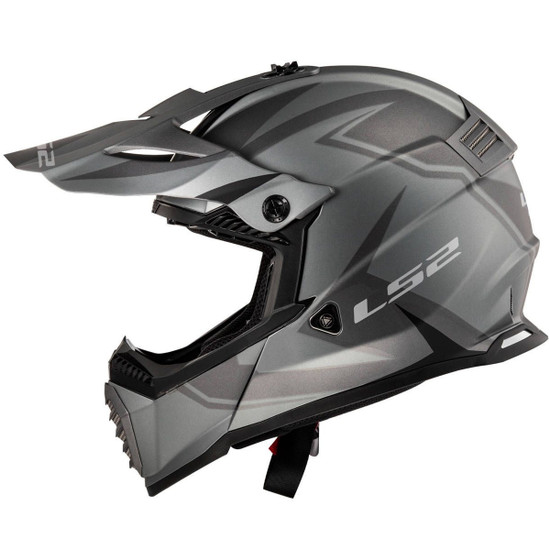 LS2 Gate Twoface Helmet - Black/Grey Side View