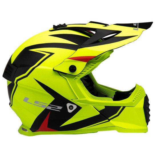 LS2 Gate Twoface Helmet - Red/Yellow Side View