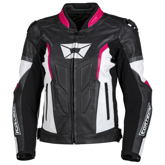 Cortech Women's Apex V1 Leather Motorcycle Jacket-Black/Pink