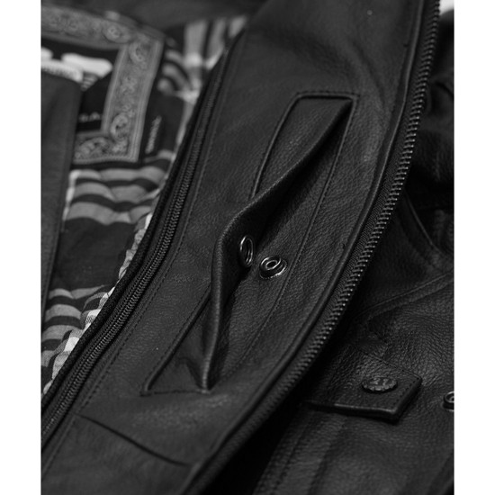 Highway 21 Gunner Leather Motorcycle Jacket - Detail View