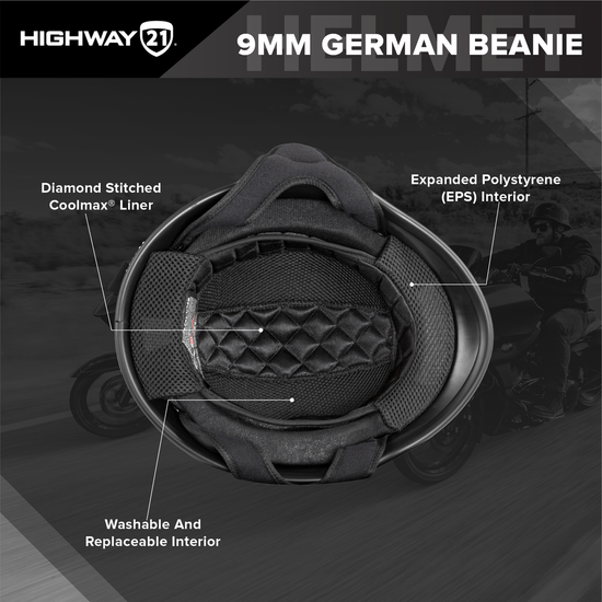 Highway 21 9MM German Beanie Helmet - Info graphics