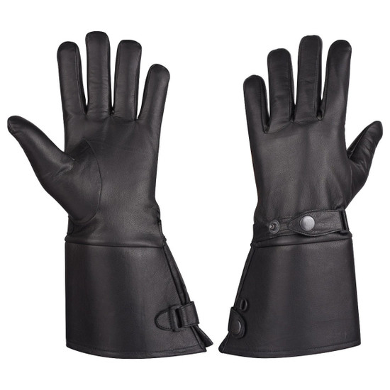 Vance VL432 Mens Thermal Lined Leather Gauntlet Gloves With Snap Wrist and Cuff