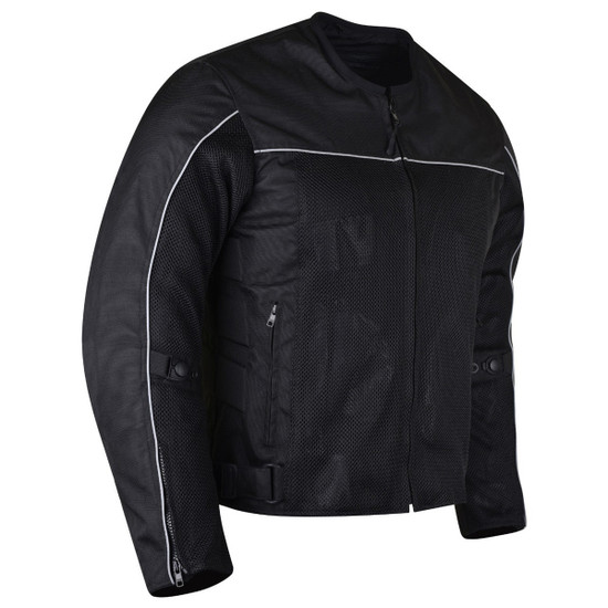 Advanced Vance VL1626 'Velocity' Waterproof 3-Season Mesh/Textile CE Armor Motorcycle Jacket - Black