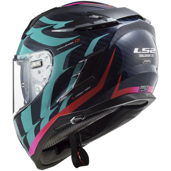 LS2 Challenger Carbon Flames Helmet-Blue/Red-Rear-View