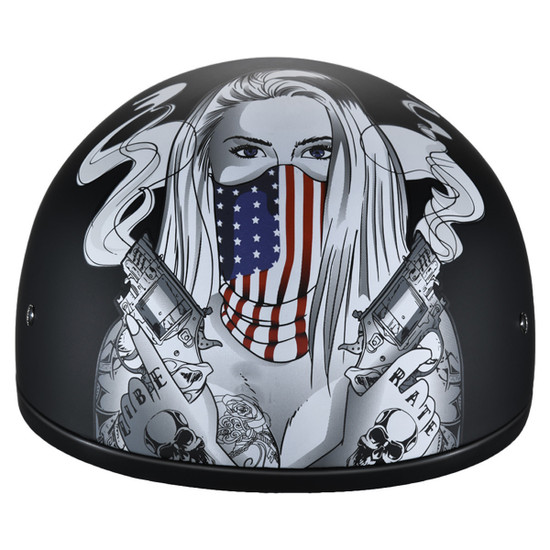 Daytona Skull Cap Make 'Em Pay Half Helmet-Front-View