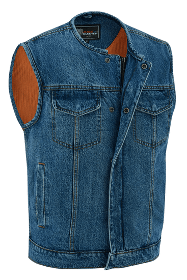 Mens-Blue-Denim-Collarless-Vest-main