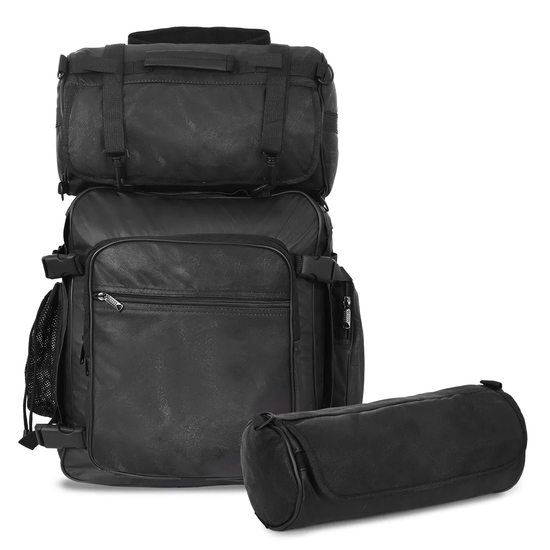 Vance-VS325-Rival-Series-3pc-Rock-Design-Top-grain-High-Quality-Leather-Plain-Black-Sissy-Bar-Bag-Set-front-small-bag