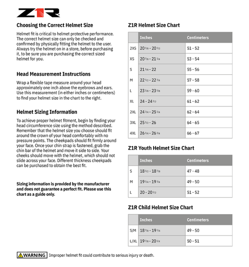 Z1R-Youth-F.I-Fractal-MIPS-Helmet-size-chart