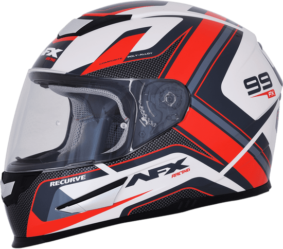 AFX-FX-99-Recurve-Motorcycle-Helmet-White/Red-side-view