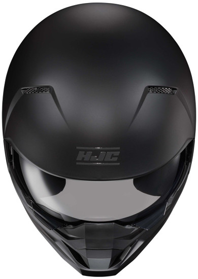 HJC-i20-Solid-Open-Face-Motorcycle-Helmet-Flat Black-Top-Front-View