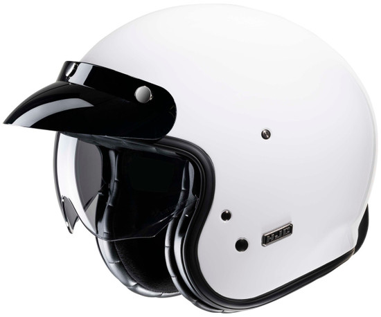 HJC-V31-Solid-Open-Face-Motorcycle-Helmet-White-Visor-View
