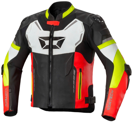 Cortech-Revo-Sport-Men's-Leather-Motorcycle-Jacket-Red/Hi-Viz-Main
