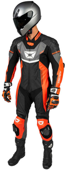 Cortech-Revo-Sport-Air-Mens-1-Piece-Motorcycle-Leather-Race-Suit-Red/Gun-Front-Angle-1