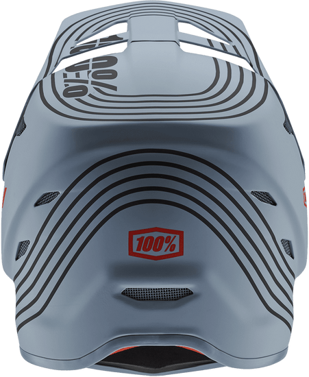 100%-STATUS-Caltec/Gray-Motorcycle-Helmet-back-View
