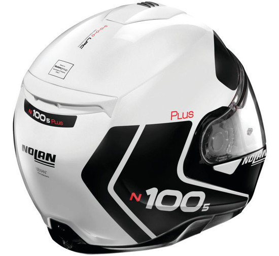 Nolan-N100-5-Plus-Distinctive-Modular-Motorcycle-Helmet-Black-White-Rear-View