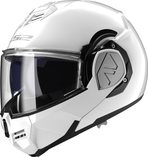 Ls2 Advant Gloss White Solid Modular Motorcycle Helmet With Sunshield
