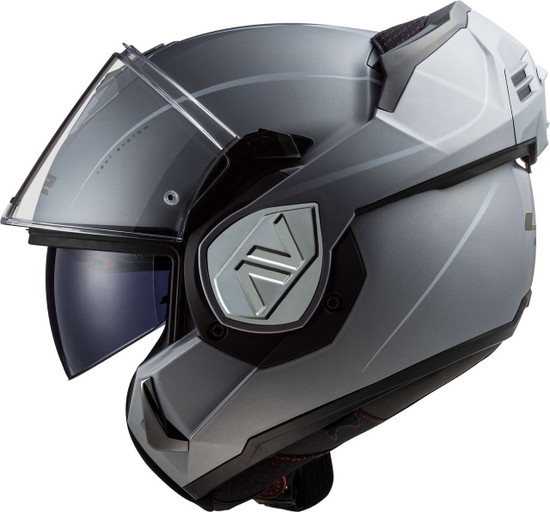 LS2-Advant-Special-Matte-Silver-Modular-Motorcycle-Helmet-With-Sunshield-visorup-view