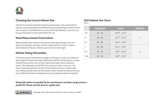 AGV-helmet-size-chart