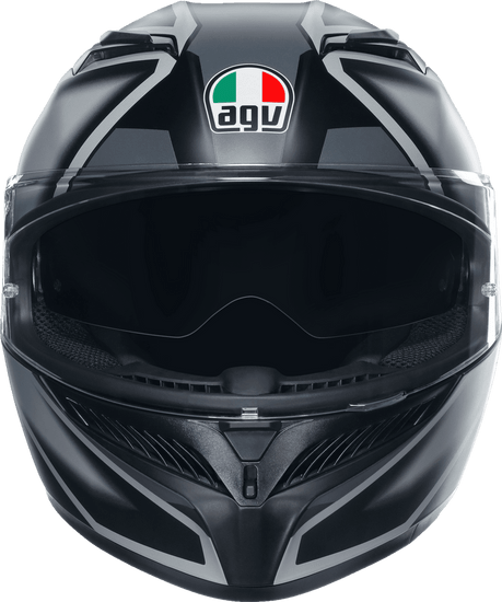 AGV-K3-Compound-Full-Face-Motorcycle-Helmet-Black-grey-front-view