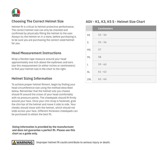 AGV-K3-Rossi-Winter-Test-2018-Full-Face-Motorcycle-Helmet-size-chart