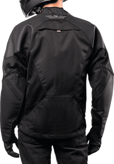 Icon-Mens-Mesh-AF-Leather-Motorcycle-Jacket-Black-back-fit-detail-view