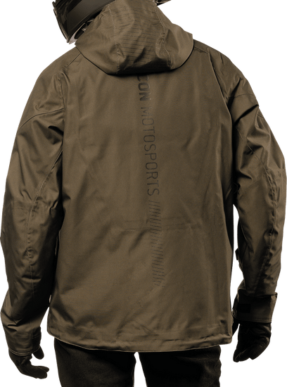 Icon-PDX3-Mens-Motorcycle-Jacket-olive-back-fit-detail-view