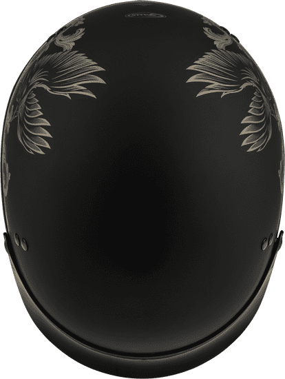 Gmax-HH-65-Corvus-Half-Face-Motorcycle-Helmet-with-Peak-Visor-matte black/tan-top-view