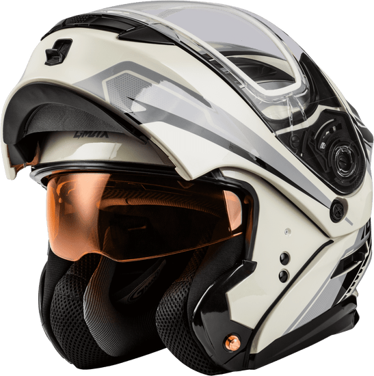 Gmax-MD-01S-Transistor-Snow-Modular-Helmet-White-Grey-Black-Open-Visor