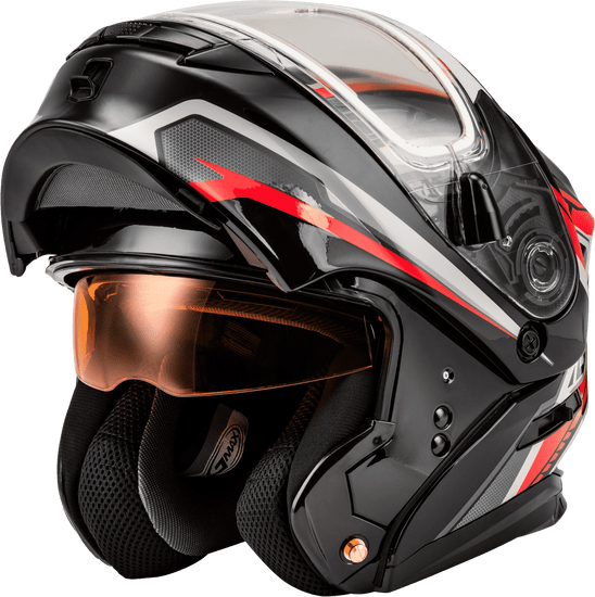 Gmax-MD-01S-Transistor-Snow-Modular-Helmet-with-Electric-Shield-Black-Red-front-open-visor