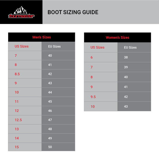 Tour-Master-Helix-Vented-Motorcycle-Touring-Boots-size chart