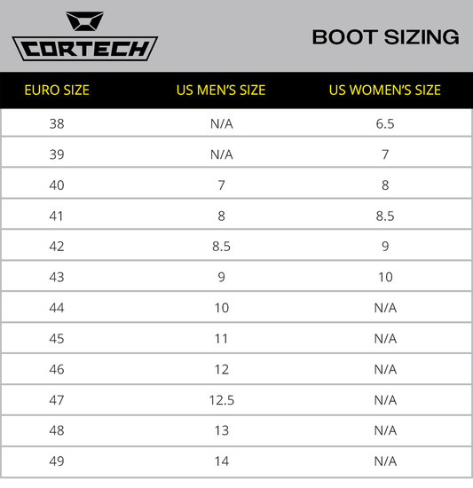 Cortech-Limited-Edition-Womens-Check-Slayer-Riding-Shoes-size chart