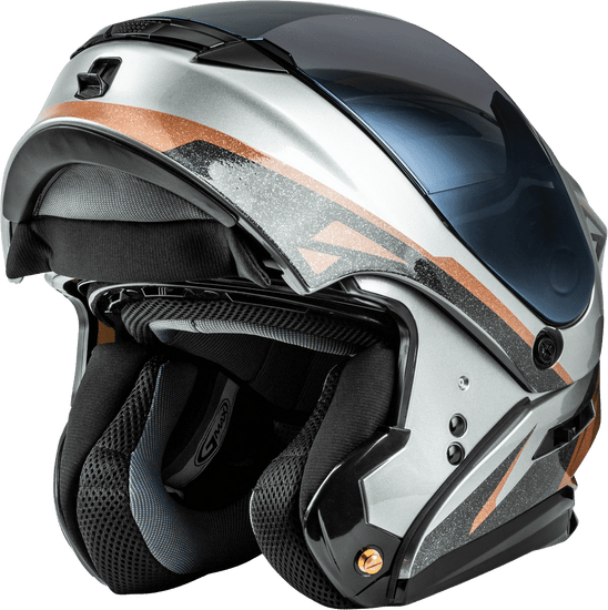 Gmax-MD-01-Volta-Grey-Copper-Modular-Motorcycle-Helmet-open-front