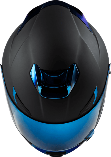 Fly-Racing-Sentinel-Recon-Matte-Black-Blue-Chrome-Full-Face-Motorcycle-Helmet-top-view