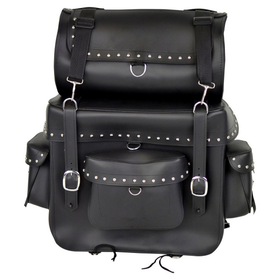 Vance SB2 Studs Black Large Biker Motorcycle Travel Luggage Sissy Bar Bag