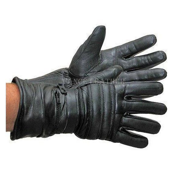 Vance VL419 Mens Black Padded And Insulated Winter Gauntlet Leather Gloves