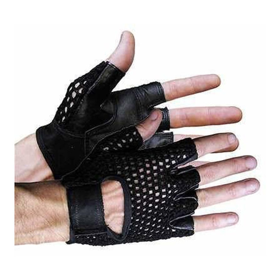 Vance VL429 Mens Leather and Mesh Fingerless Gloves