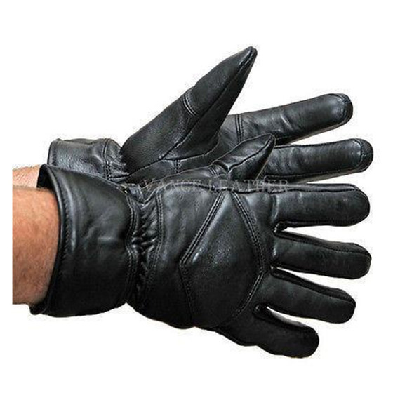 Vance VL431 Mens Black Biker Leather Gloves