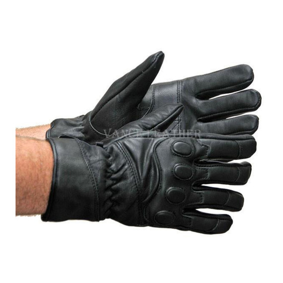 Vance VL423 Mens Black Padded Knuckle Insulated Leather Driving Gloves