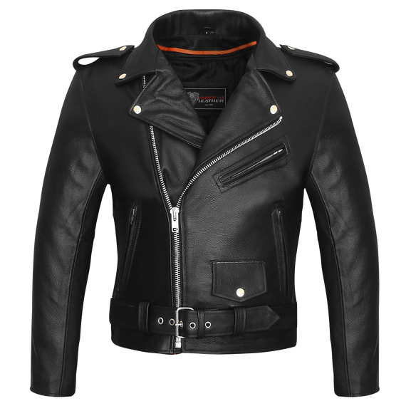 Vance-Black Classic Motorcycle Leather Biker Jacket-main