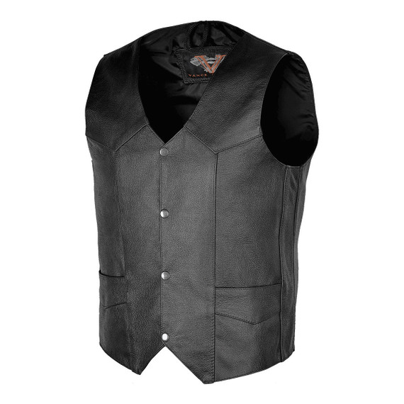 Vance VL901S Mens Black Leather Vest