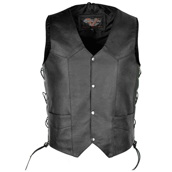 Vance VL902S Mens Black Side Lace Leather Vest