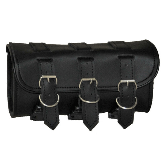 Vance VS107H Black Three Strap Motorcycle Toolbag Handlebar Bag