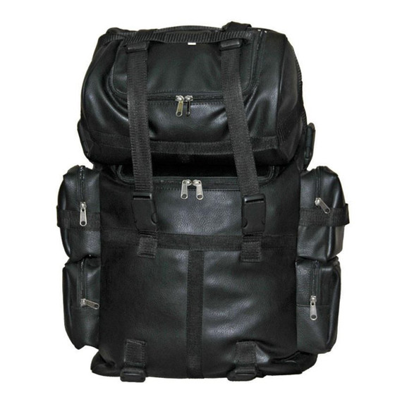 Vance VS321 Black PVC Large Expandable Motorcycle Sissy Bar Bag with Rain Cover
