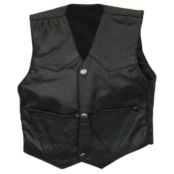 KV853BP Infant Boy Girl Biker Motorcycle Style Black Leather Vest